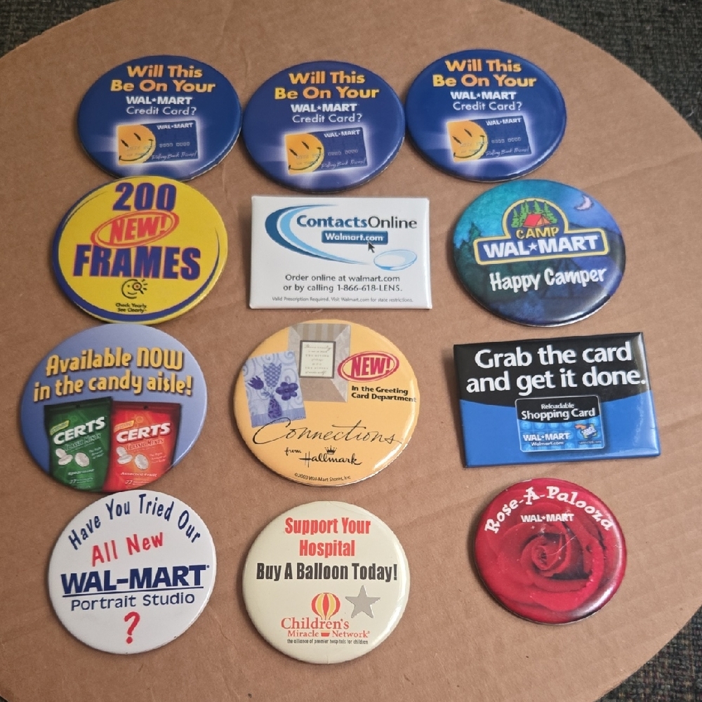 Lot Of 12 Walmart Advertising Associate Employee Buttons/Pins
